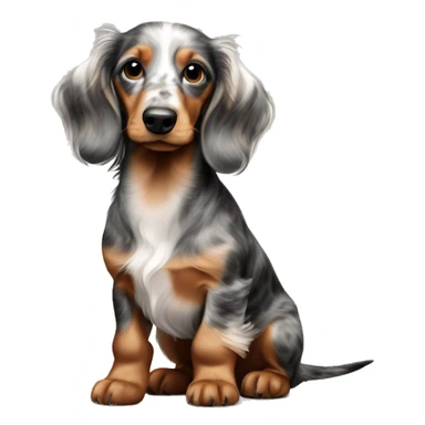 Tri Merle long haired Dachshund Puppy full body sticker