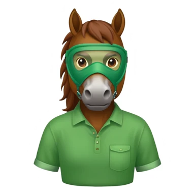 horse with green mask and shirt sticker
