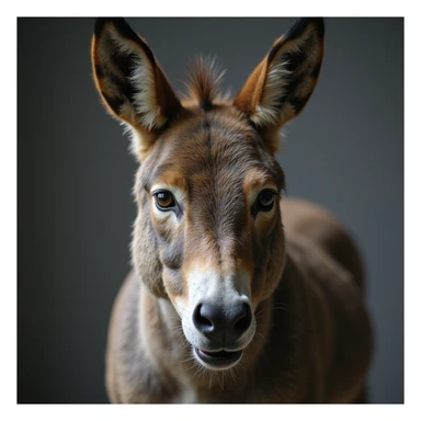 realistic mule with angry expression, ears pinned back, detailed fur, natural colors, photorealistic style sticker