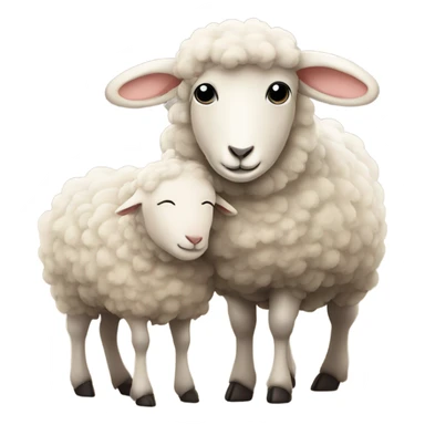 Sheep hugs little sheep sticker