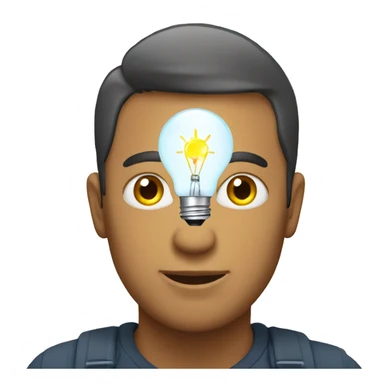 man with laptop and light bulb above head sticker