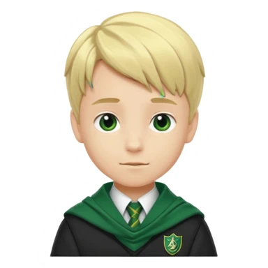 blonde hair boy in Slytherin uniform with green scarf sticker