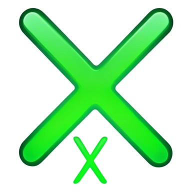 Green X sign with glowing effect sticker