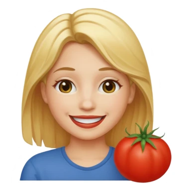 a red tomato with blonde hair coming out of it  sticker