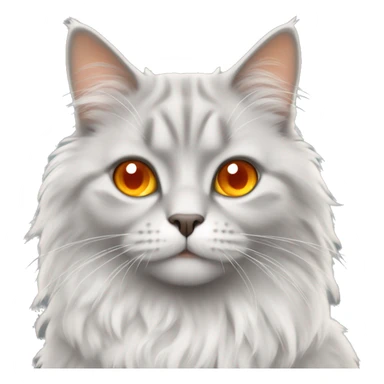 Light grey fluffy cat with orange eyes  sticker