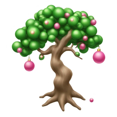 Albero di Natale verde con palline rosa sticker