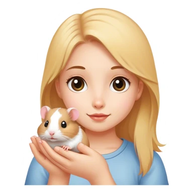 realistic portrait of a girl holding a hamster sticker