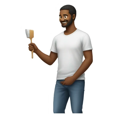 man painting on wall sticker