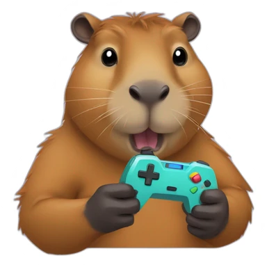 Capybara playing videogames sticker