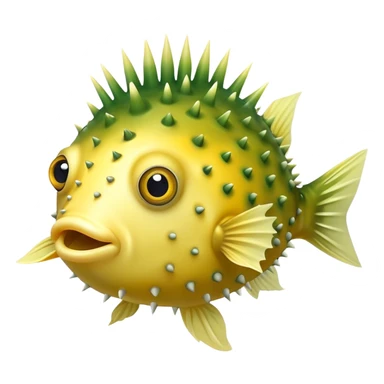 Cute puffer fish that is light yellow and green sticker