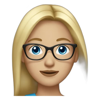 woman with blonde long hair blue eyes and glasses sticker