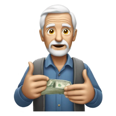 old men holding money without hairs sticker