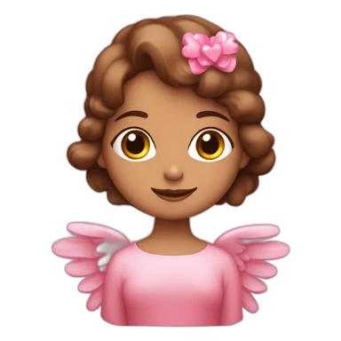 Angelito mujer pelo color marrón y corazones rosas sticker