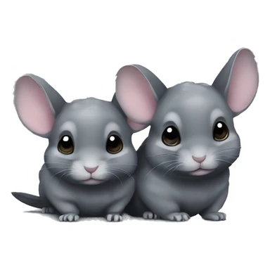 two dark grey chinchillas cuddling side by side sticker