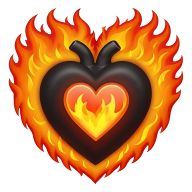 black heart with fire sticker