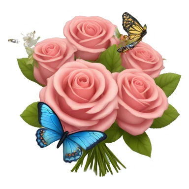 Roses bouquet with butterflies sticker