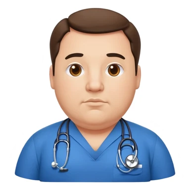 a bit fat bold man in a blue uniform at doctor’s  sticker
