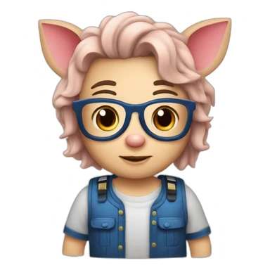 Puerco con overol azul.marino sticker