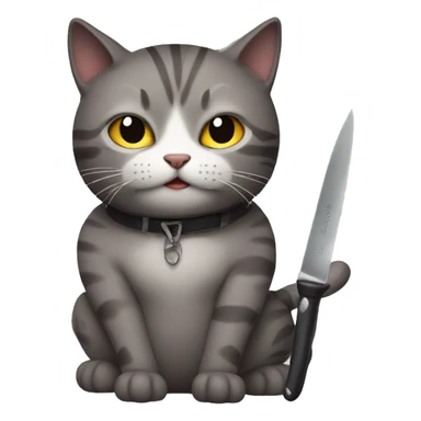 cat with knife sticker