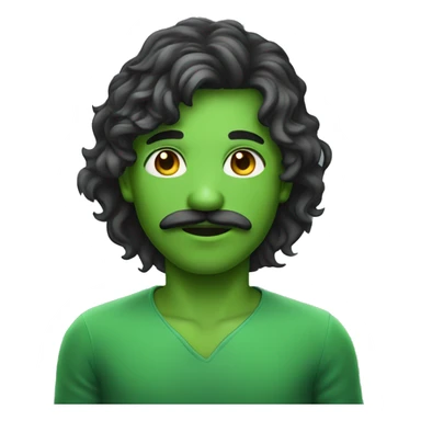 boy green skin with moustache and long hair sticker
