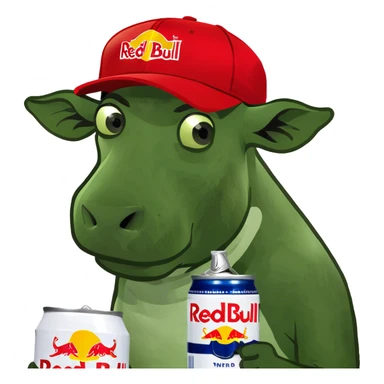 Cow drinking a redbull  sticker
