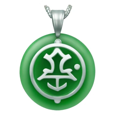 jade pendant with 家 silver symbol inside sticker