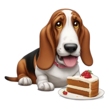 basset hound eating cake sticker