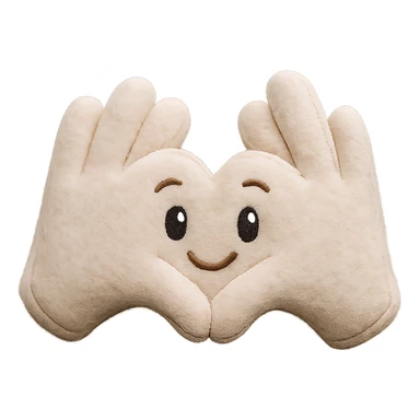 heart hands icon, hands forming a heart, soft plush texture, cozy and friendly sticker