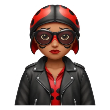 a badass villain ladybug beetle thug with sunglasses and a leather jacket sticker
