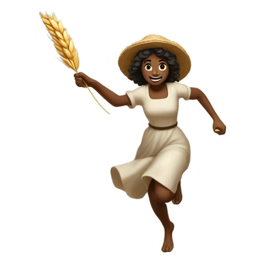 huckleberry Finn harvest goddess sprinting with wheat, with a large stride and arms outstretched sticker