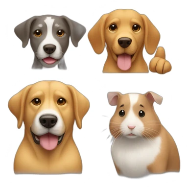 medium yellow dog, big brown dog and small gray hamster sticker
