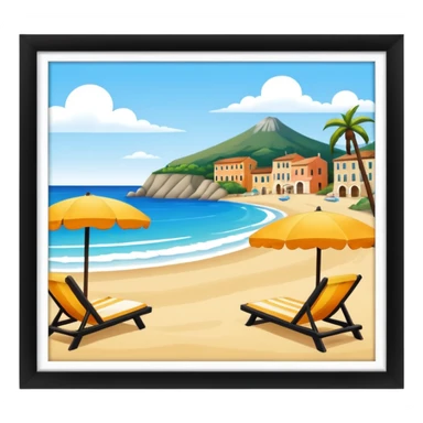 italian summer beach scene  sticker