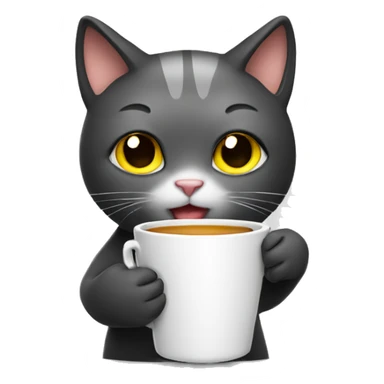 cat holding a cup sticker