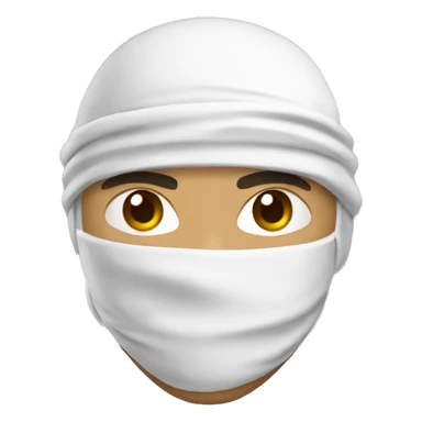white ninja emoji with midtone skin sticker