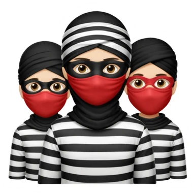 3 theif robbers emoji,Stripped shirt,eye mask, black head. sticker