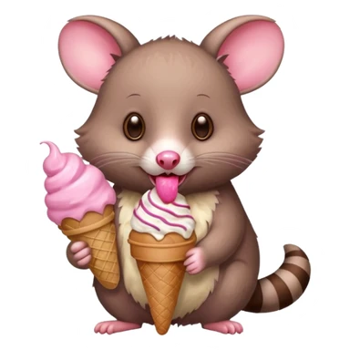 Possum eating icecream sticker