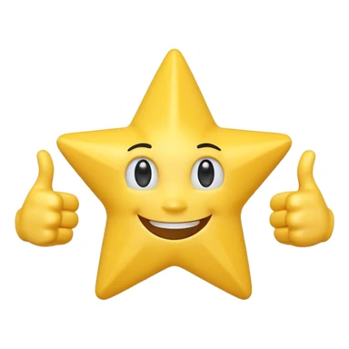 3D a smiling happy star with both hands doing thumbs up  sticker