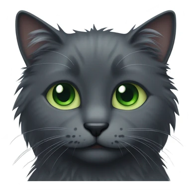 Dark grey fluffy cat with green eyes sticker