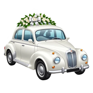 Luxury car with wedding decorations, in profile sticker