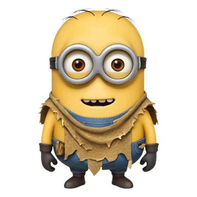 a minion wearing ancient animal skin cloth sticker