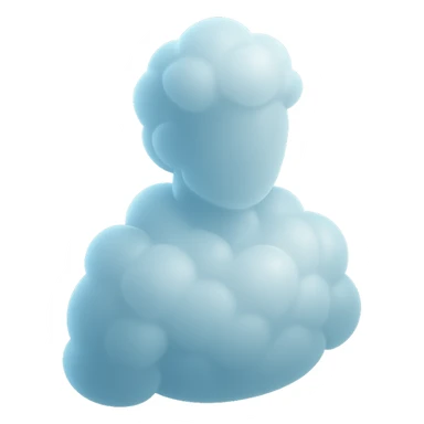 person composed entirely of voluminous clouds up to the shoulders, clouds forming the body, modern illustration sticker