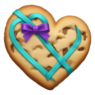 Cookie heart with teal purple support ribbon sticker