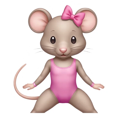 rat with a pink bow wearing a gymnastics leotard sticker