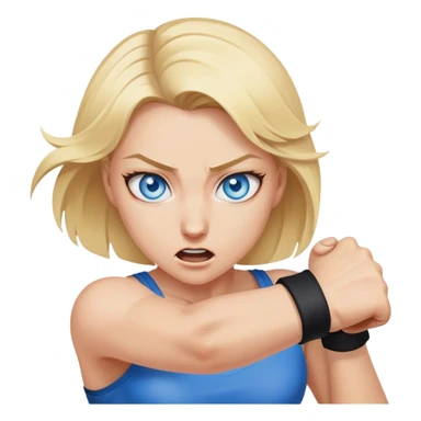 Blond woman with Blue eyes fighting in a brawl sticker