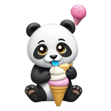 Panda eating ice cream sticker
