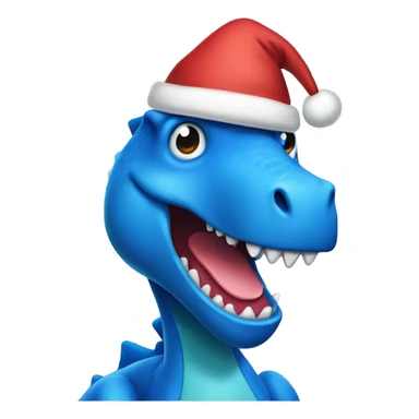 blue dinosaur with christmas hat sticker