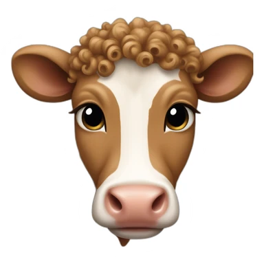 Curly light brown haïr baby cow sticker