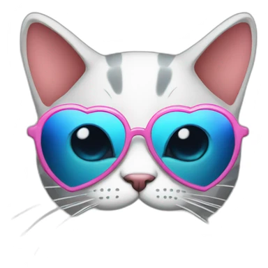 cool cat with heart shades sticker