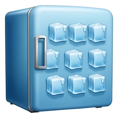 old-style blue refrigerator with ice inside sticker