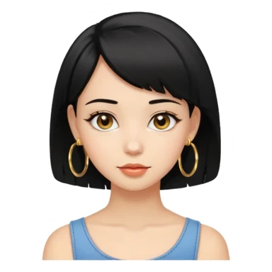 girl with bob black hairstyle and big earrings sticker